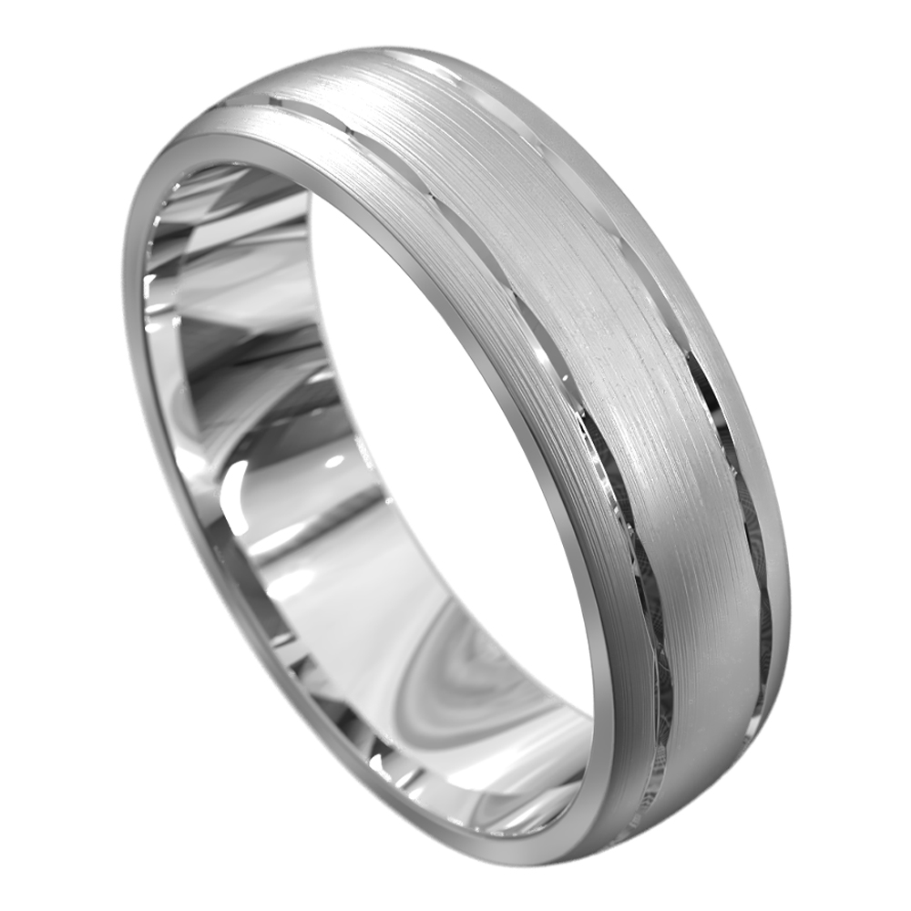 Modern Design White Gold Men's Wedding Ring
