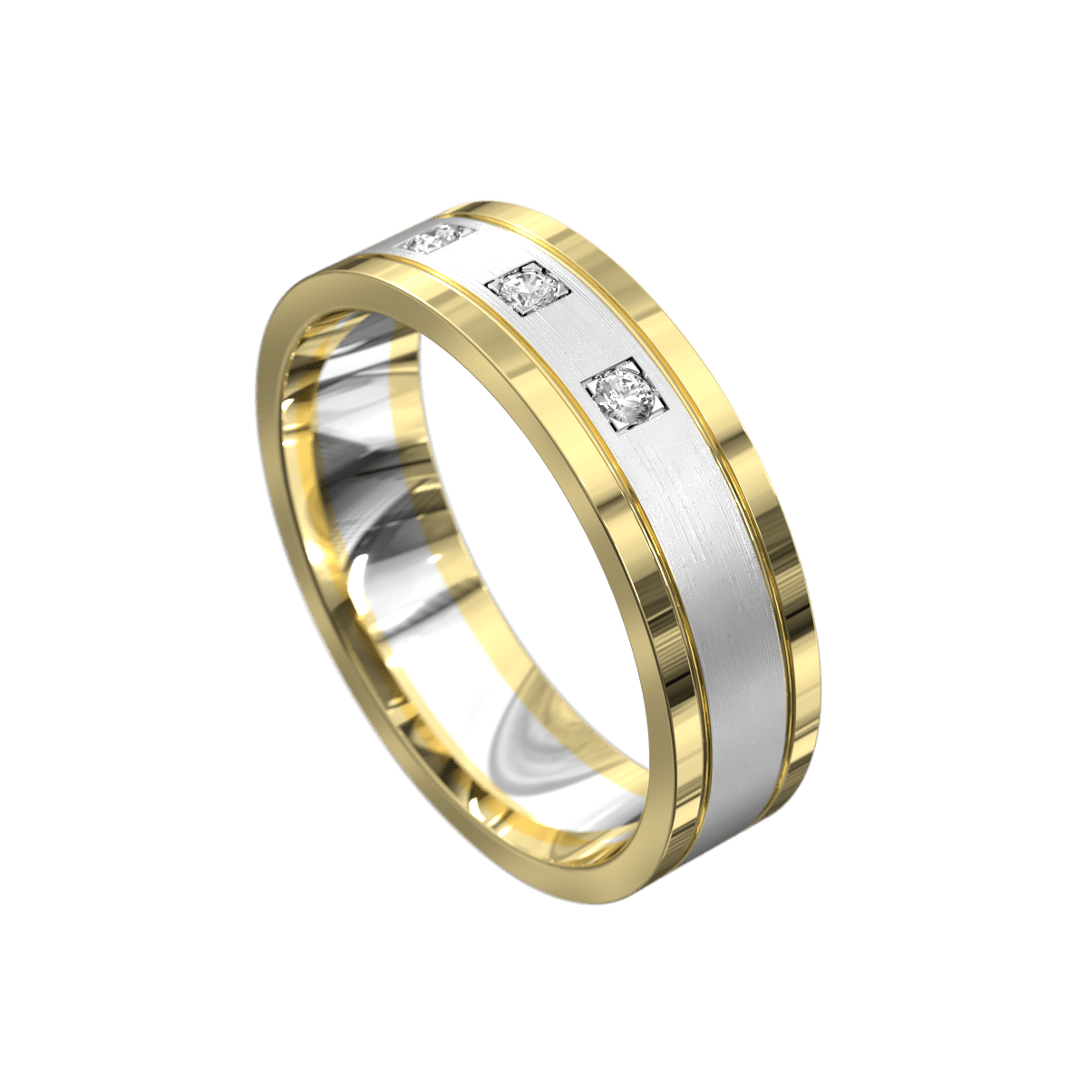 Yellow and White Gold Polished Mens Wedding Ring