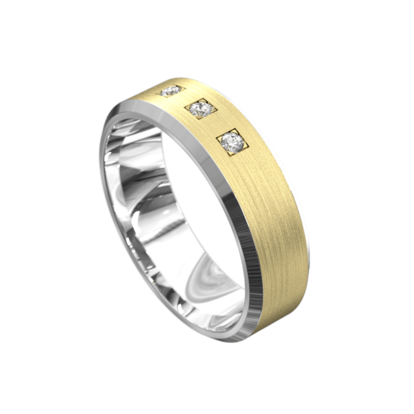 Artfully Crafted White & Yellow Gold Men's Wedding Ring