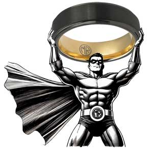 Hero with black tungsten ring